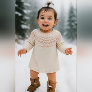 NWOT Cozy Tan Kids Snow Boots Sz 4